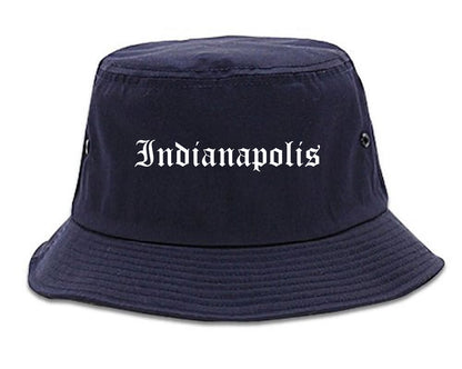 Indianapolis Indiana IN Old English Mens Bucket Hat Navy Blue