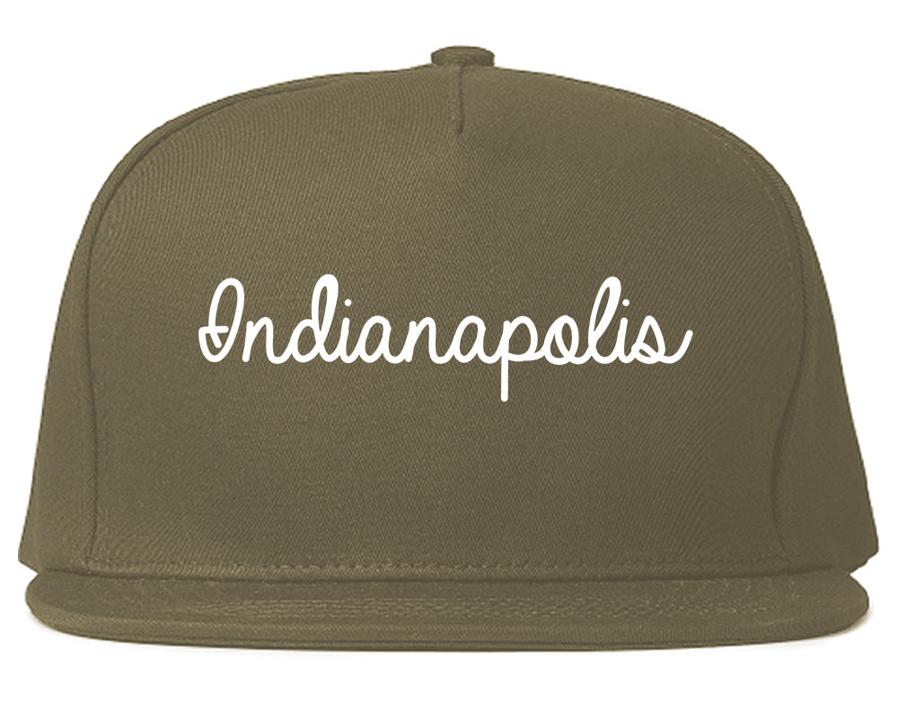 Indianapolis Indiana IN Script Mens Snapback Hat Grey