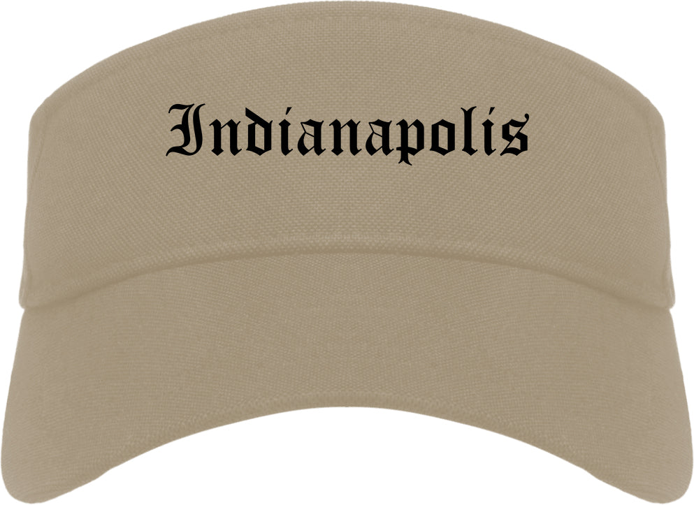 Indianapolis Indiana IN Old English Mens Visor Cap Hat Khaki
