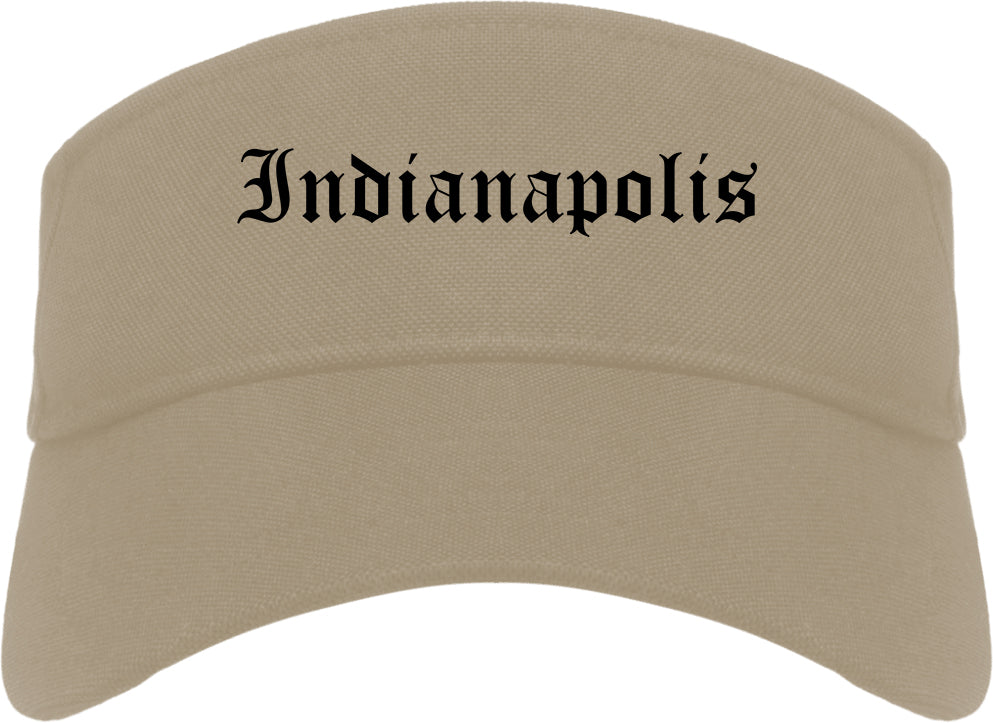 Indianapolis Indiana IN Old English Mens Visor Cap Hat Khaki