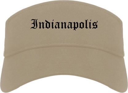 Indianapolis Indiana IN Old English Mens Visor Cap Hat Khaki