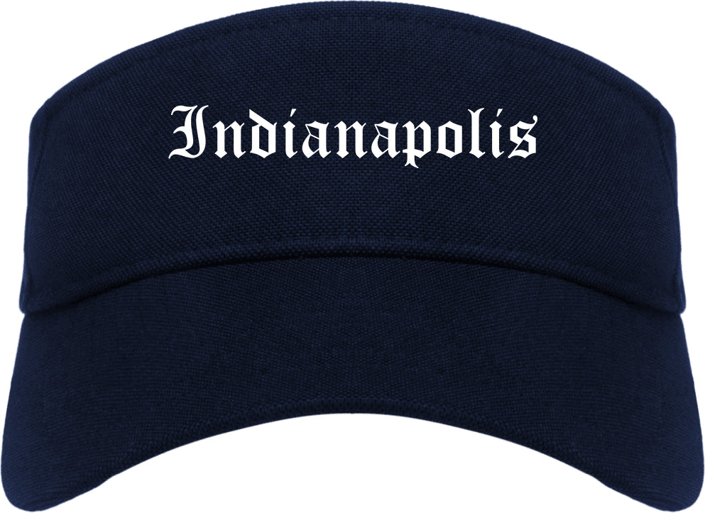 Indianapolis Indiana IN Old English Mens Visor Cap Hat Navy Blue