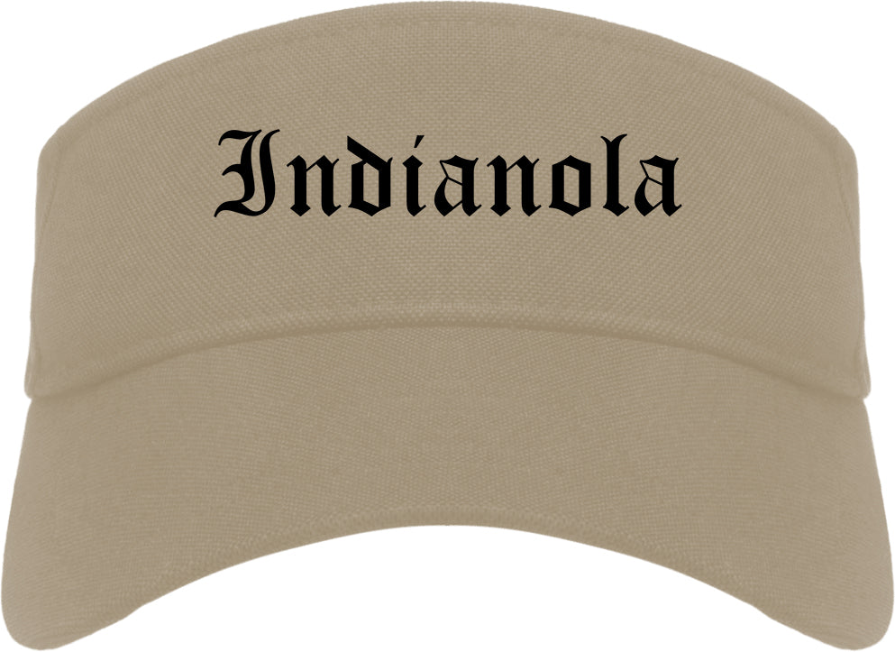 Indianola Iowa IA Old English Mens Visor Cap Hat Khaki