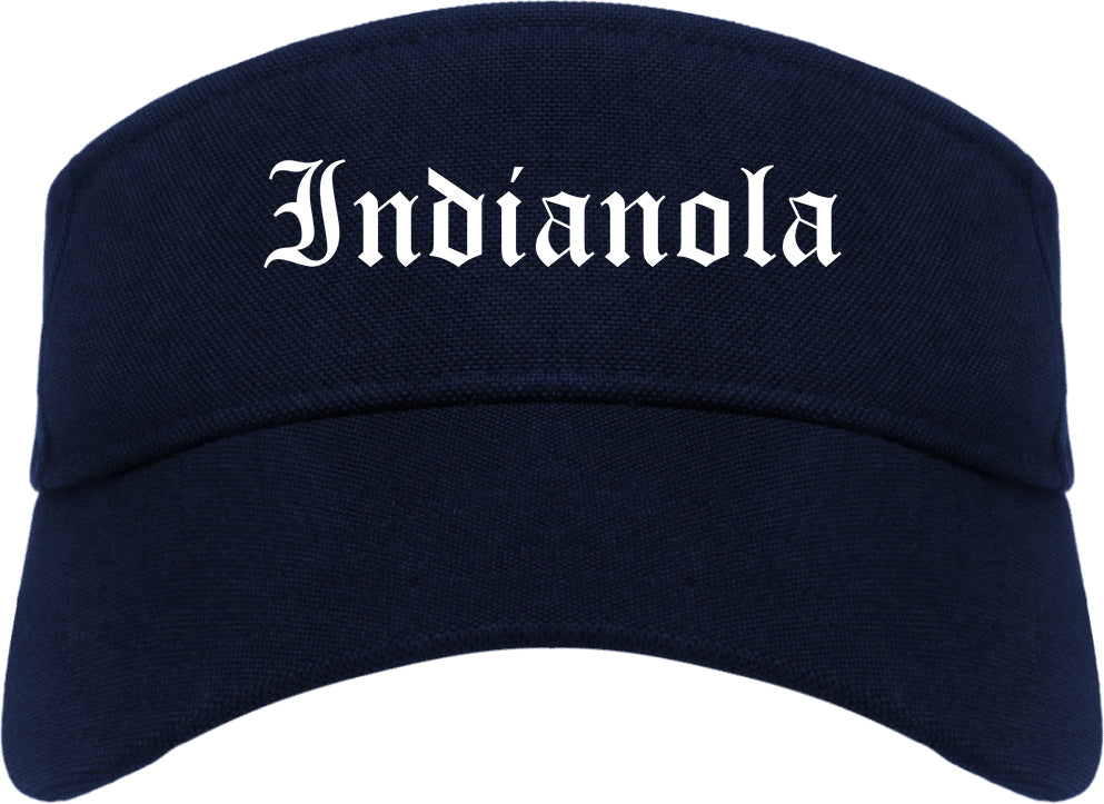 Indianola Iowa IA Old English Mens Visor Cap Hat Navy Blue