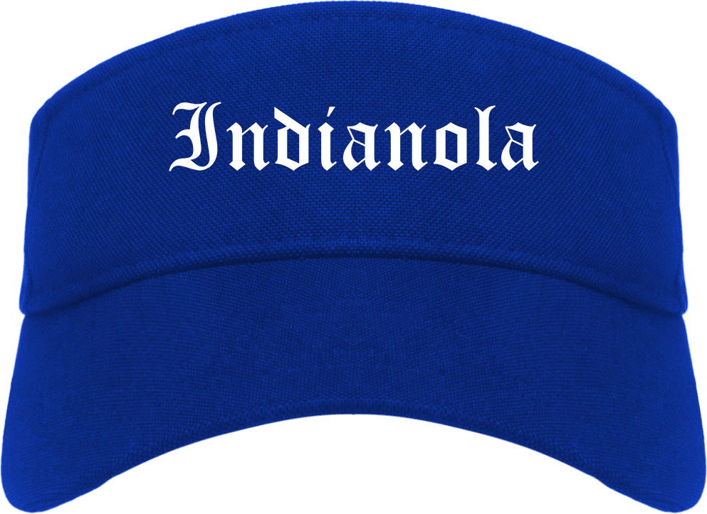 Indianola Iowa IA Old English Mens Visor Cap Hat Royal Blue