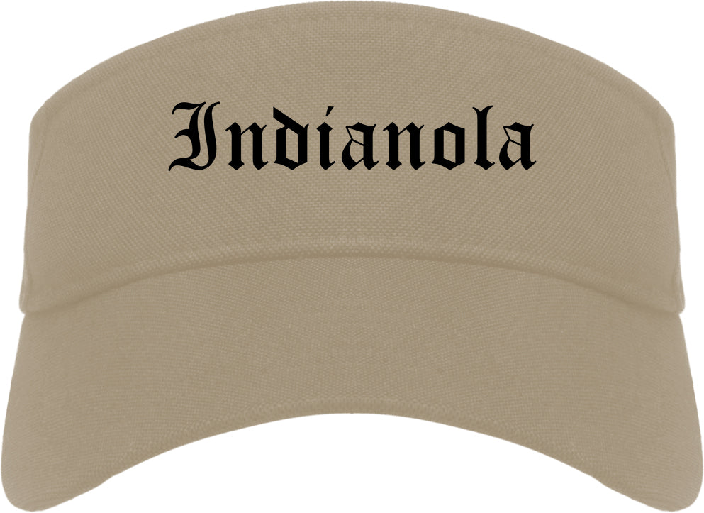 Indianola Mississippi MS Old English Mens Visor Cap Hat Khaki