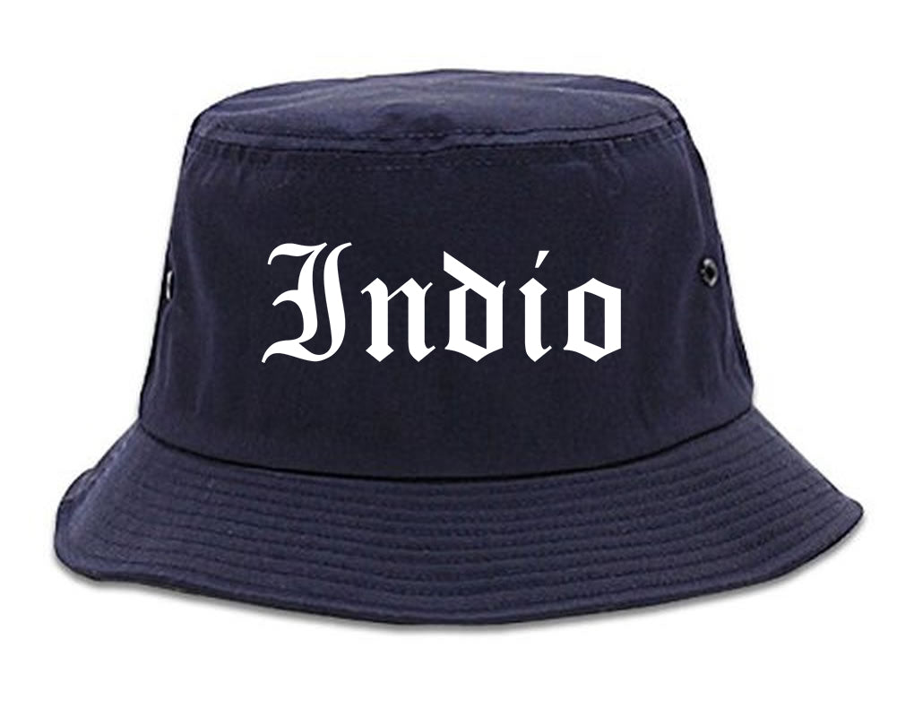 Indio California CA Old English Mens Bucket Hat Navy Blue
