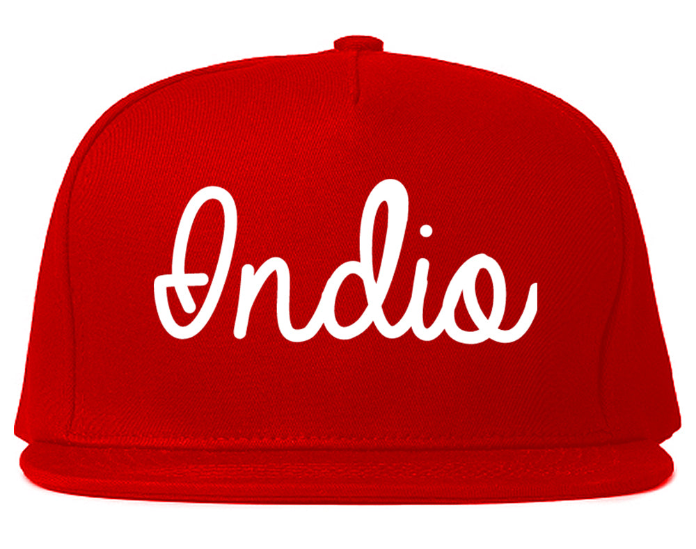Indio California CA Script Mens Snapback Hat Red