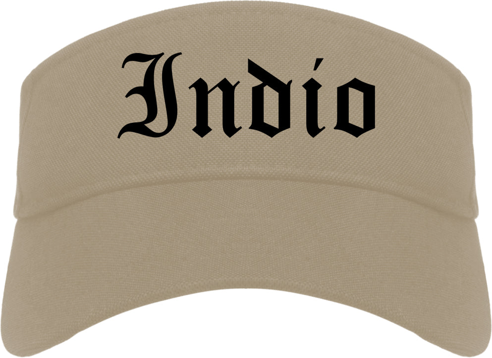 Indio California CA Old English Mens Visor Cap Hat Khaki