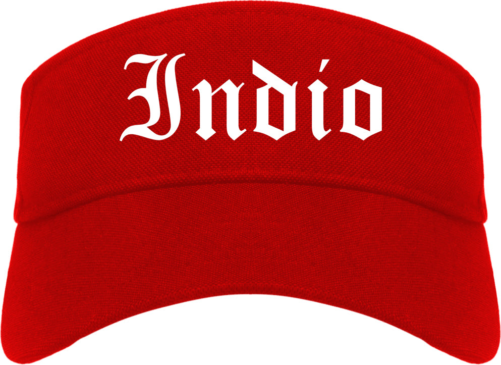 Indio California CA Old English Mens Visor Cap Hat Red