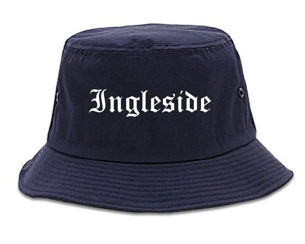 Ingleside Texas TX Old English Mens Bucket Hat Navy Blue
