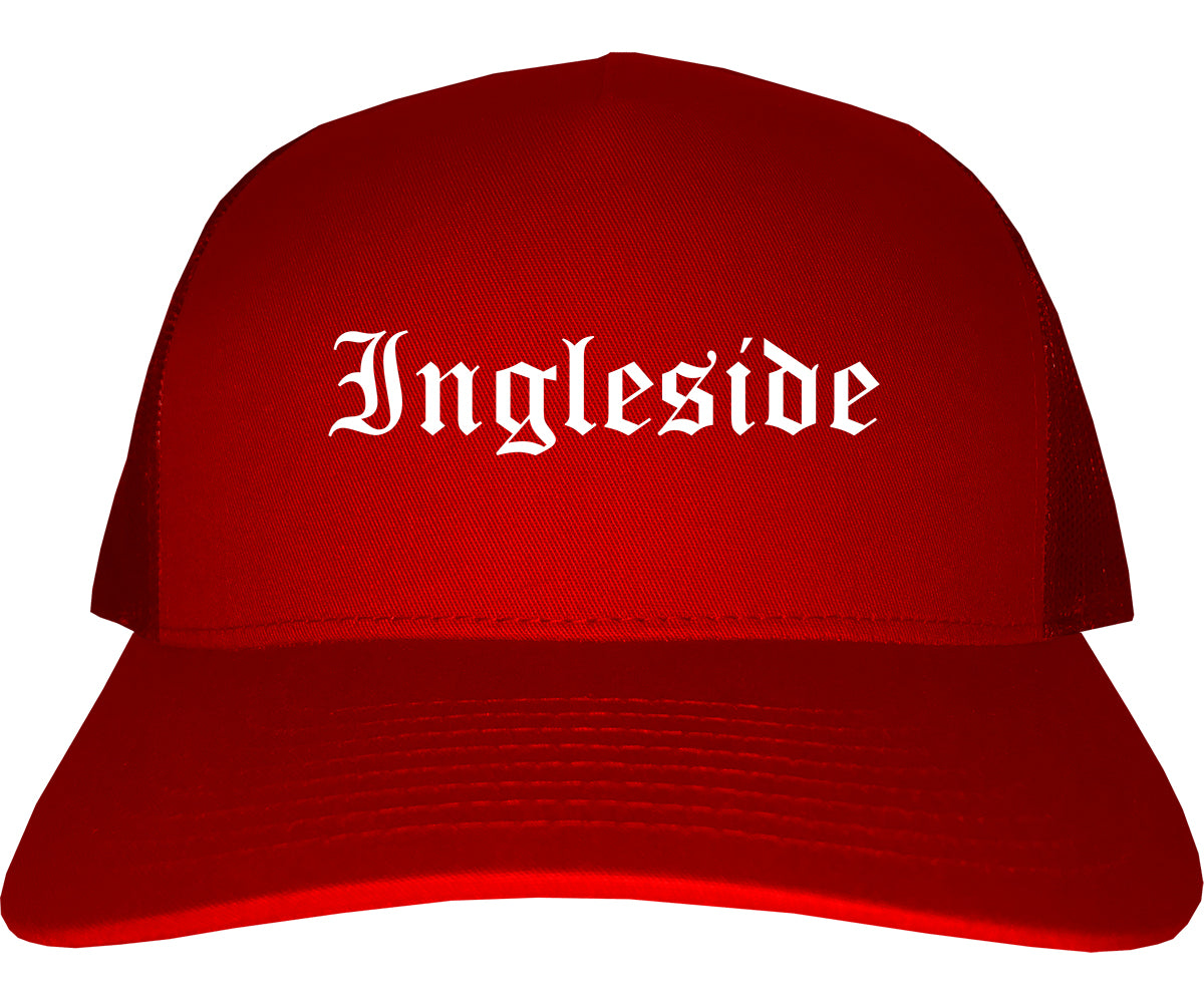 Ingleside Texas TX Old English Mens Trucker Hat Cap Red