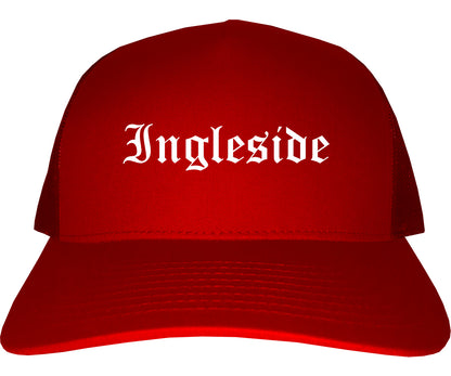Ingleside Texas TX Old English Mens Trucker Hat Cap Red
