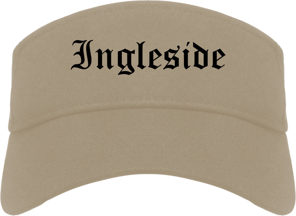 Ingleside Texas TX Old English Mens Visor Cap Hat Khaki