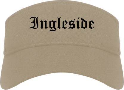 Ingleside Texas TX Old English Mens Visor Cap Hat Khaki