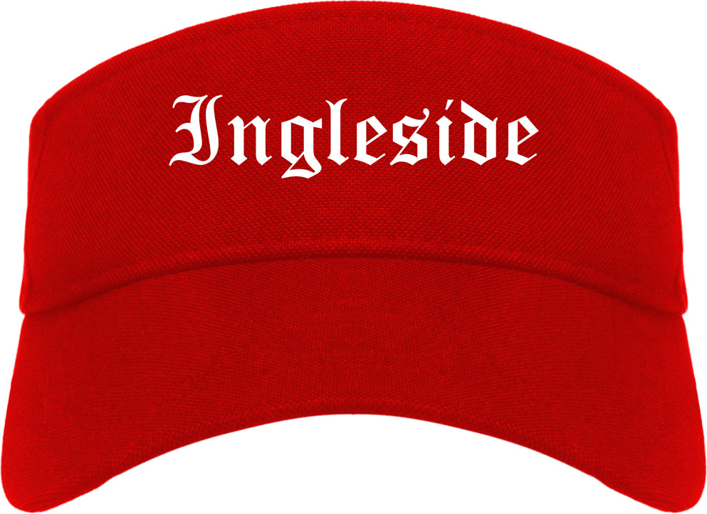 Ingleside Texas TX Old English Mens Visor Cap Hat Red