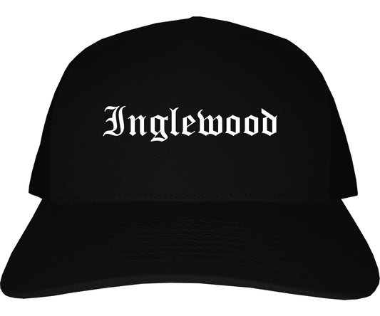 Inglewood California CA Old English Mens Trucker Hat Cap Black