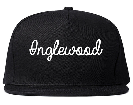 Inglewood California CA Script Mens Snapback Hat Black