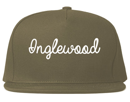 Inglewood California CA Script Mens Snapback Hat Grey