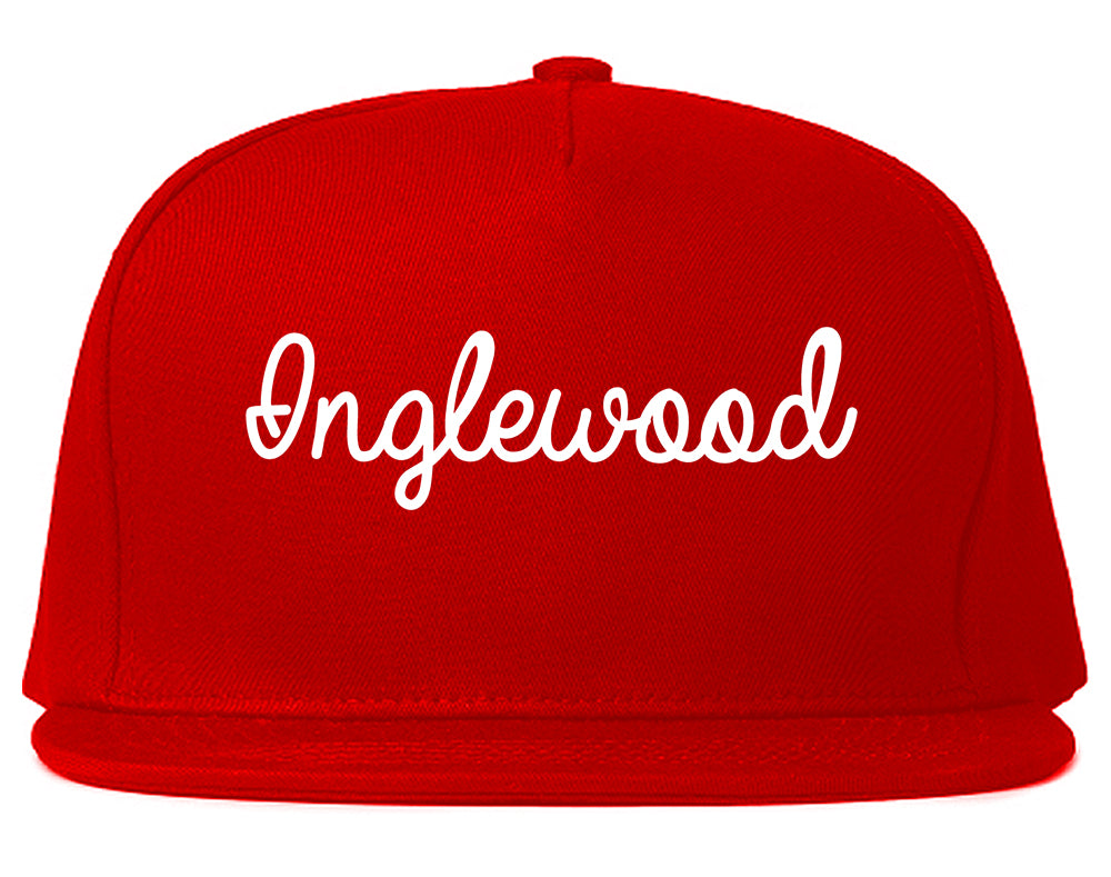 Inglewood California CA Script Mens Snapback Hat Red