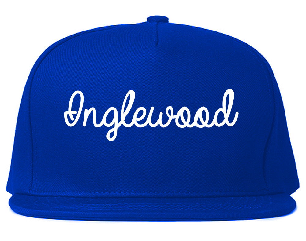 Inglewood California CA Script Mens Snapback Hat Royal Blue