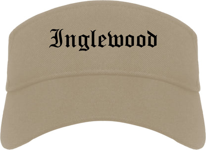 Inglewood California CA Old English Mens Visor Cap Hat Khaki