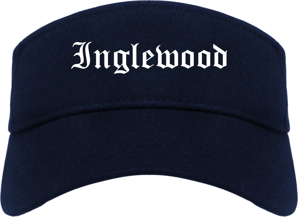Inglewood California CA Old English Mens Visor Cap Hat Navy Blue