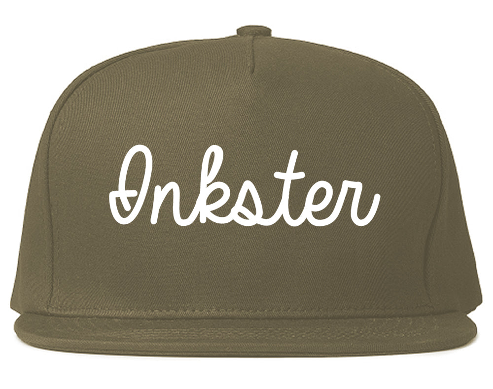Inkster Michigan MI Script Mens Snapback Hat Grey