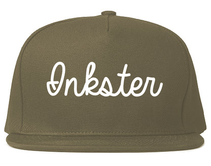 Inkster Michigan MI Script Mens Snapback Hat Grey