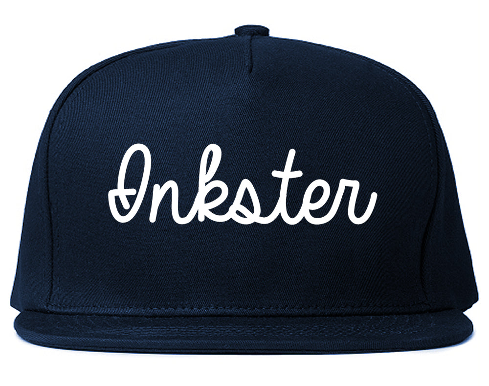 Inkster Michigan MI Script Mens Snapback Hat Navy Blue