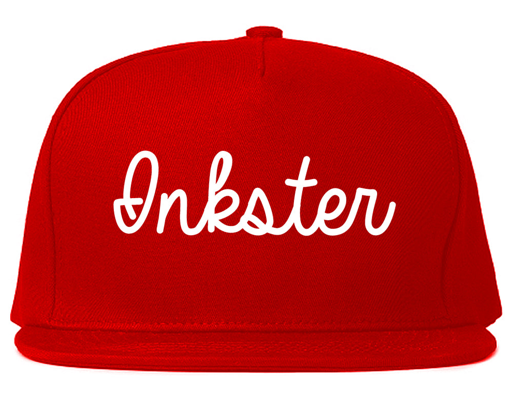 Inkster Michigan MI Script Mens Snapback Hat Red
