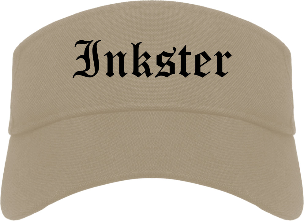 Inkster Michigan MI Old English Mens Visor Cap Hat Khaki