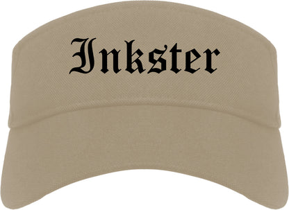Inkster Michigan MI Old English Mens Visor Cap Hat Khaki