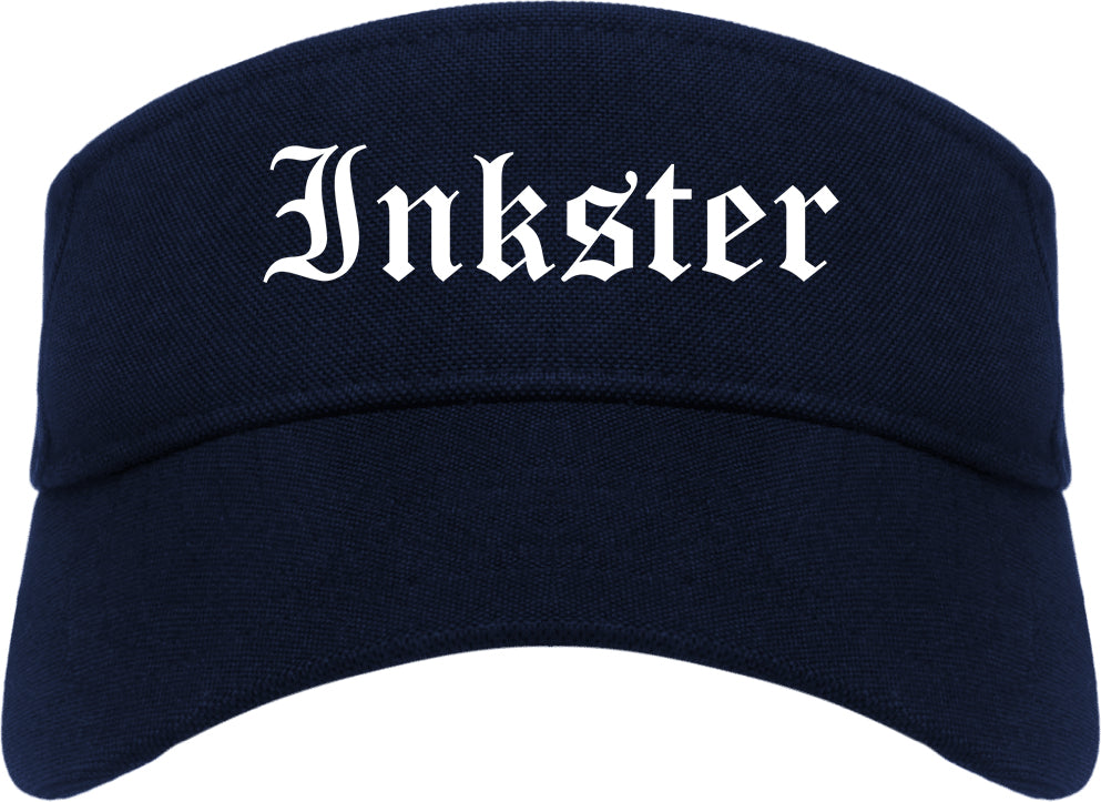 Inkster Michigan MI Old English Mens Visor Cap Hat Navy Blue