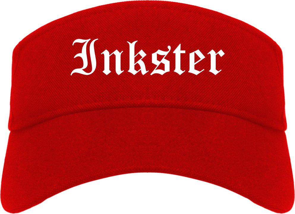 Inkster Michigan MI Old English Mens Visor Cap Hat Red