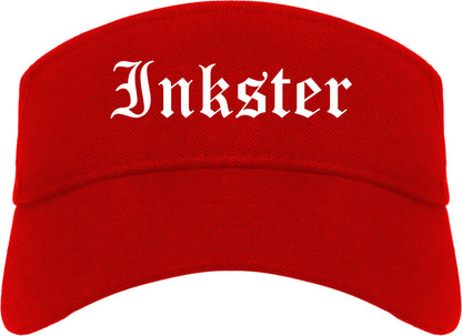 Inkster Michigan MI Old English Mens Visor Cap Hat Red