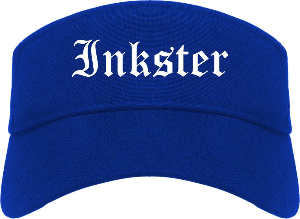 Inkster Michigan MI Old English Mens Visor Cap Hat Royal Blue