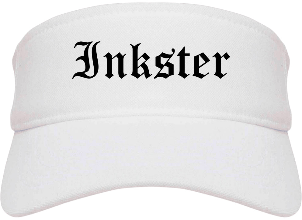 Inkster Michigan MI Old English Mens Visor Cap Hat White