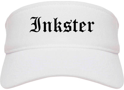 Inkster Michigan MI Old English Mens Visor Cap Hat White