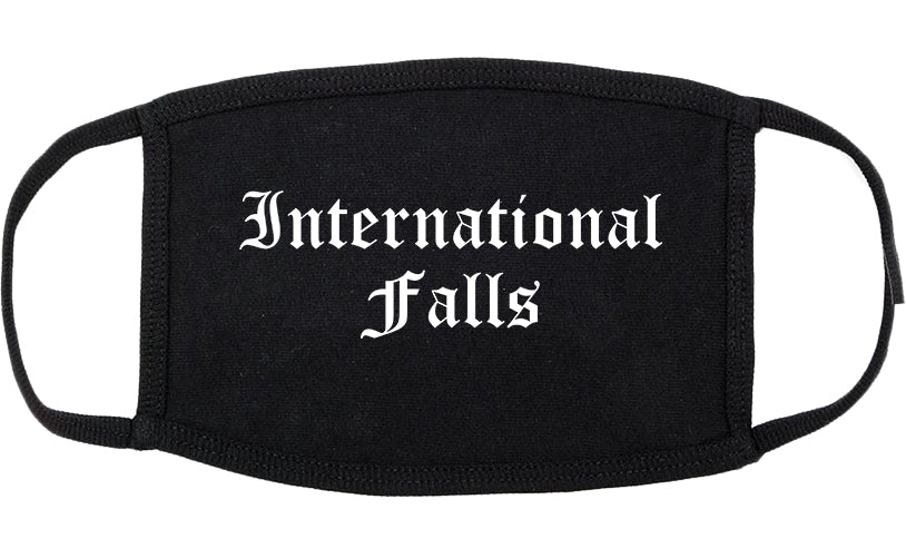 International Falls Minnesota MN Old English Cotton Face Mask Black