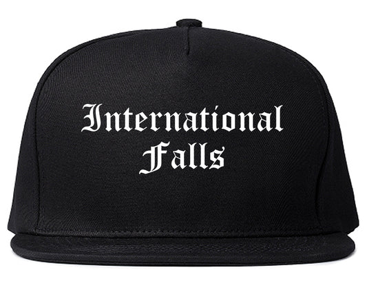 International Falls Minnesota MN Old English Mens Snapback Hat Black