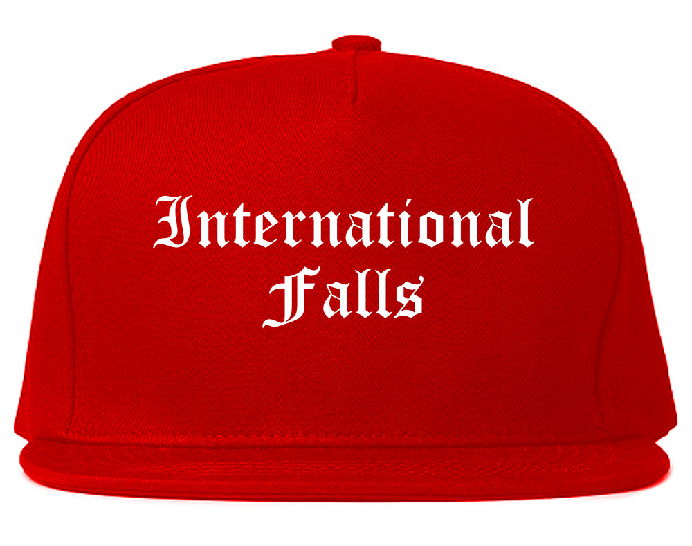 International Falls Minnesota MN Old English Mens Snapback Hat Red