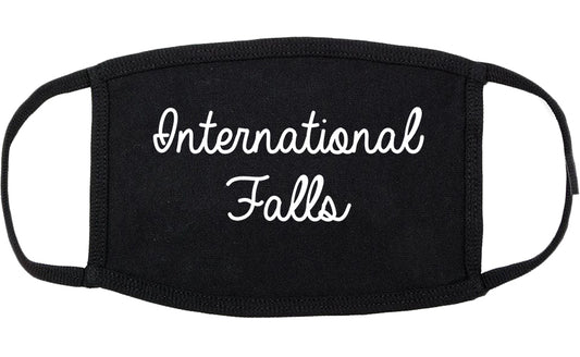 International Falls Minnesota MN Script Cotton Face Mask Black