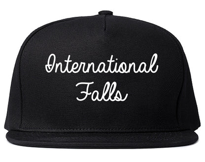 International Falls Minnesota MN Script Mens Snapback Hat Black
