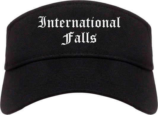 International Falls Minnesota MN Old English Mens Visor Cap Hat Black