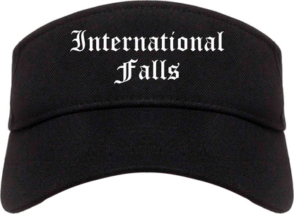 International Falls Minnesota MN Old English Mens Visor Cap Hat Black