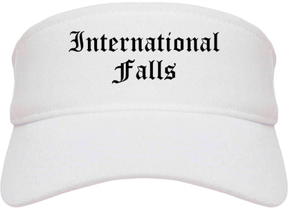 International Falls Minnesota MN Old English Mens Visor Cap Hat White