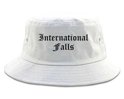 International Falls Minnesota MN Old English Mens Bucket Hat White