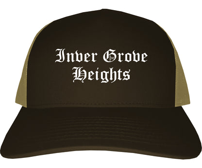 Inver Grove Heights Minnesota MN Old English Mens Trucker Hat Cap Brown