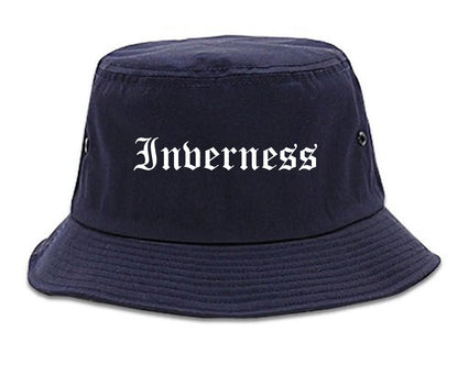 Inverness Florida FL Old English Mens Bucket Hat Navy Blue